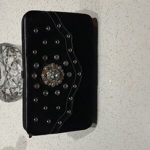 Rhinestone Studded Black felt Wallet